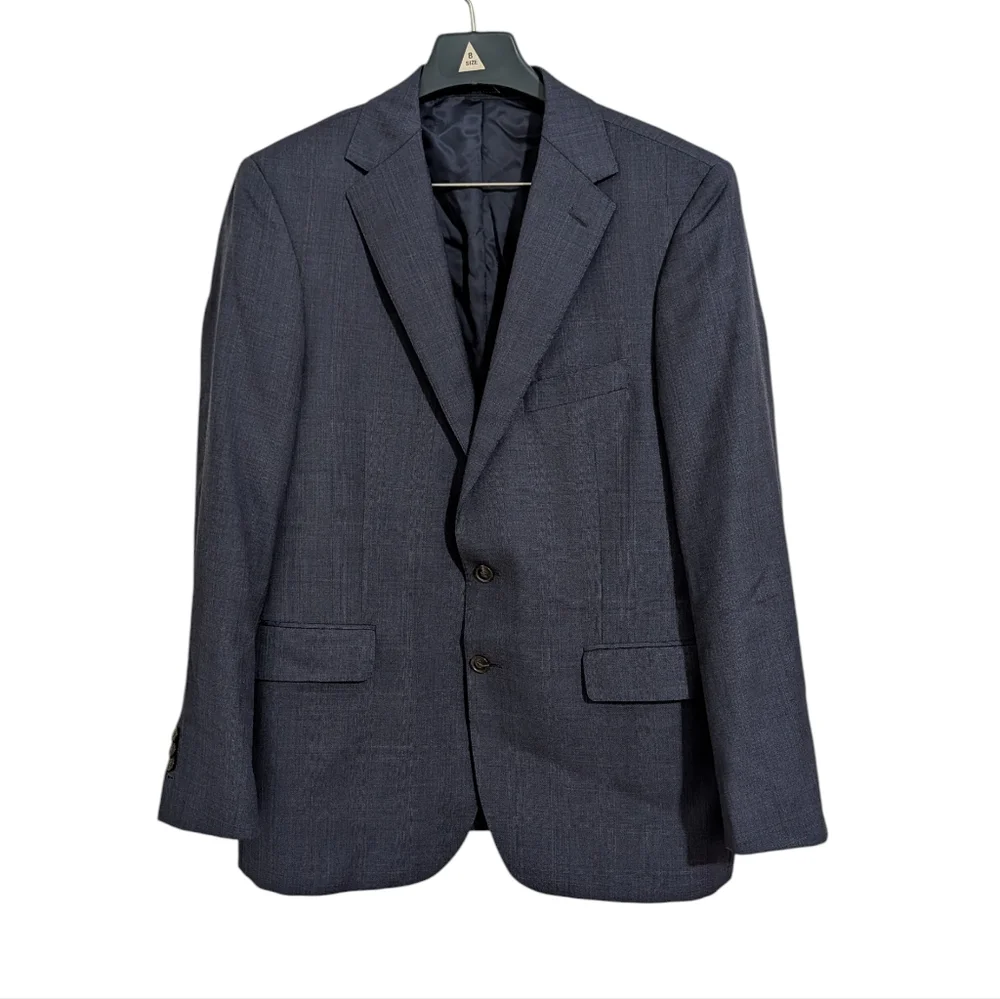 Jos A Bank Patterned Suit Jacket Blue Men's 43R Wool